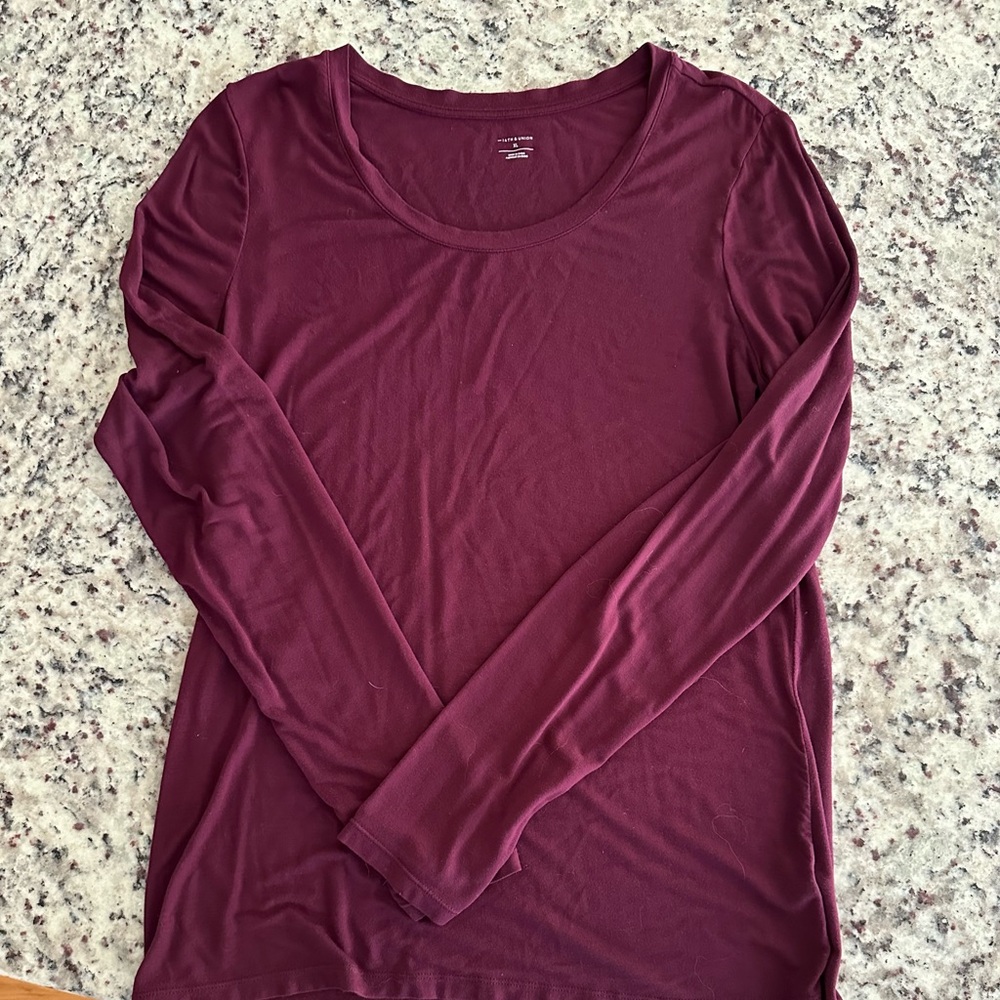 14th & Union Burgundy Long Sleeve Top Women’s XL